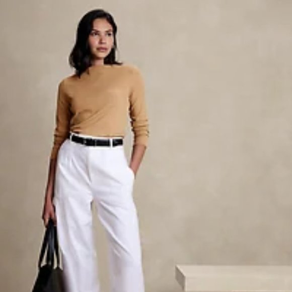 Banana Republic Tops - Banana Republic | RIBBED STRAIGHT-NECK TOP | Gold